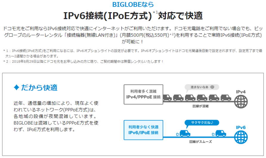 BIGLOBEはIPv6（IPoE方式）対応だから快適にネットが使える
