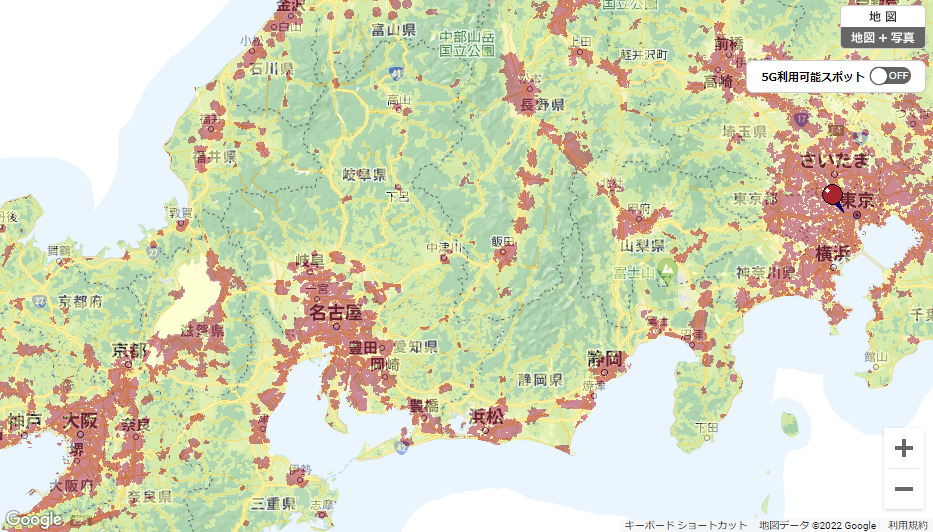 ドコモ 5G対応エリア