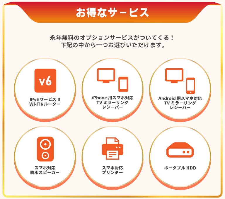 ドコモ光×アンドライン　選べるオプション