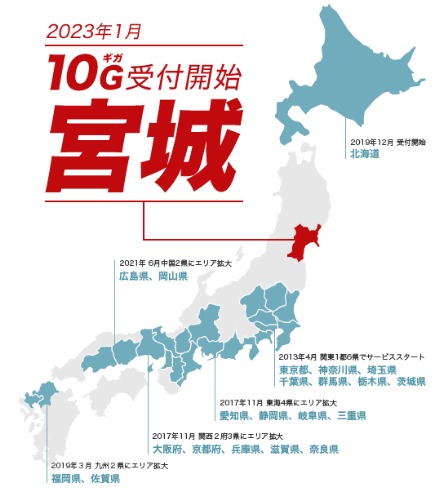 NURO光 東北（宮城）にエリア拡大